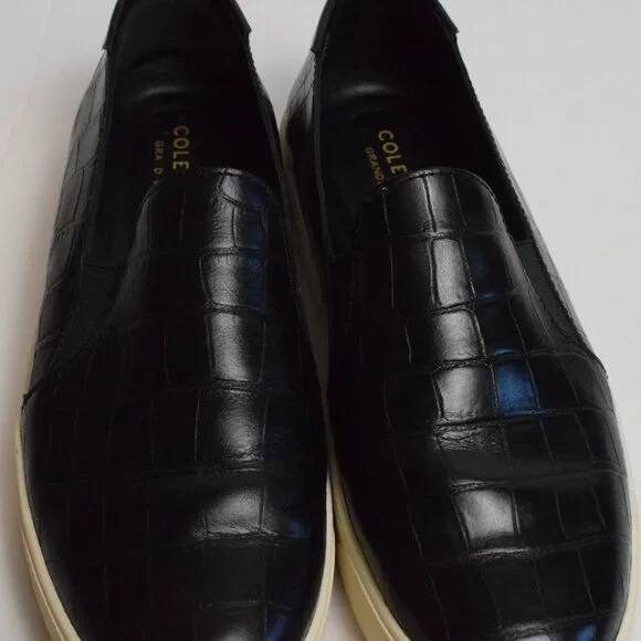 Cole Haan Women's Black Snakeskin Loafers Casual Slip On Leather Sneakers - 8.5 - Picture 7 of 12